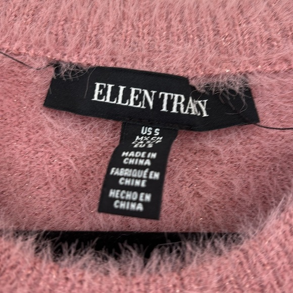 Ellen Tracy Pink Fuzzy Furry Metallic Shimmery Size Small Pink Sweater Pullover - Picture 5 of 9